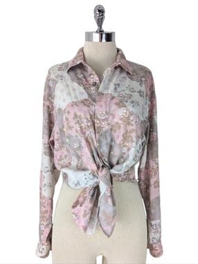 vintage 80's floral button front shirt